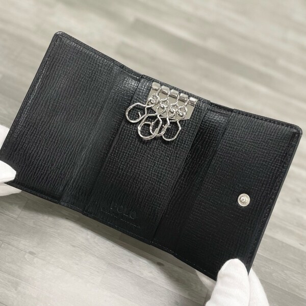 新品 【希少品・キーケース】ストライプ key case ポロラルフローレン ラルフローレン キーケース POLO RALPH ポロ 折り ミニ財布 革