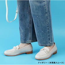 ローファー 防水 スクエアトゥ 2.5cmヒール レイン 編み込み レディース