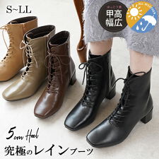 アレッタ(ALETTA)の25秋冬新作 ALETTA 防水 ショートブーツ 5cmヒール レインブーツ ブーツ レディース 紐