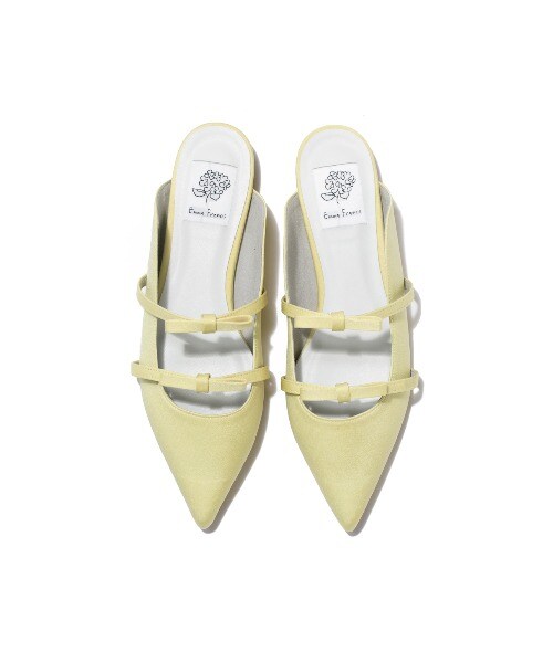 ポインテッドトゥ ダブルストラップ フラット ミュール | エマ