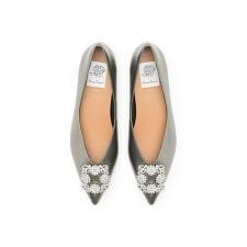 メタリック ビジュー フラット パンプス