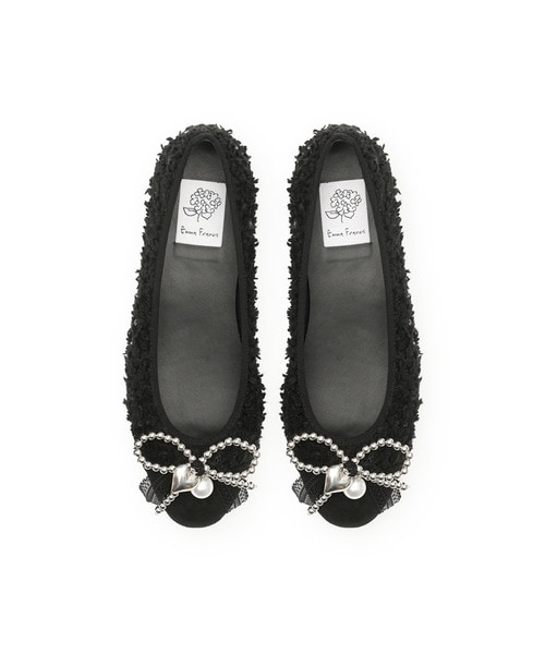 【美品】Emma Francisバレエシューズ ベージュ スエード フラット バレエシューズ （ベージュ ハラコレザー） -Emma