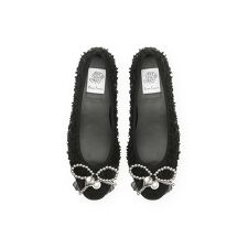 ビーズリボン ツイード バレエシューズ