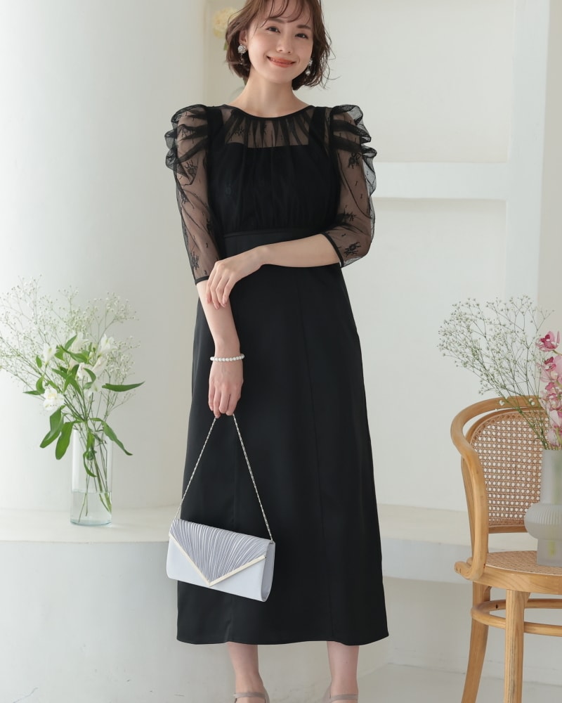 ブラックフォーマルロールカラーワンピース | プレフェリール(PREFERIR