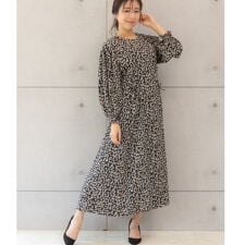 花柄レースアップワンピース