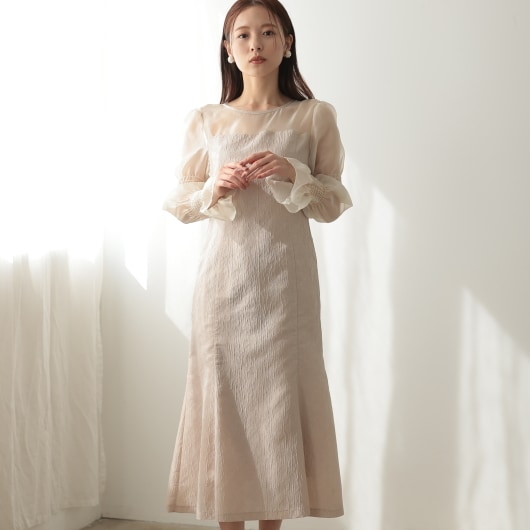 シアーブラウス×キャミソールマーメイドドレス(2点セット)結婚式