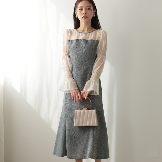 【美品】RUIRUE BOUTIQUE ボリュームスリーブ＆ビスチェ　ワンピース ボリュームスリーブ＆ビスチェタイトワンピースドレス「U1486」