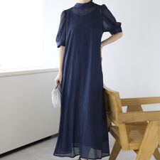 ラメ楊柳Aラインワンピース