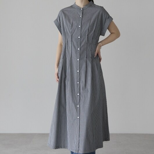 クレープラグラン切り替えワンピース オープンカラーシャツ | プレ