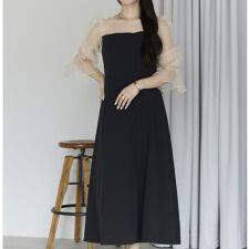 シアースリーブフレアードレス 結婚式　パーティー