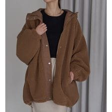 フード付ビッグボアブルゾン フーテッドミドル丈コート