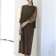 セットアップライクドレス　シアーバルーン袖 結婚式 セレモニー