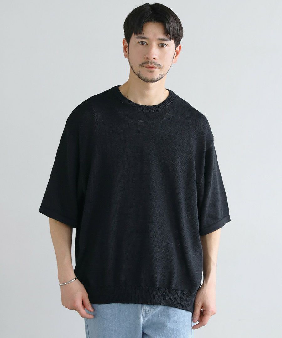 BRIEFING×WLG ミラノリブ切替ニット ナノ・ユニバース 黒M 予約商品】BRIEFING×WLG ミラノリブ切替ニット