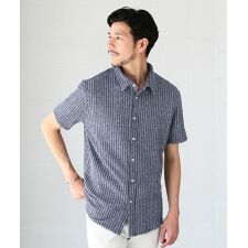 ストライプ柄スリムフィット半袖シャツ