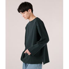 ＜SLICK＞日本製ドライコットンボーダーバスク長袖カットソー