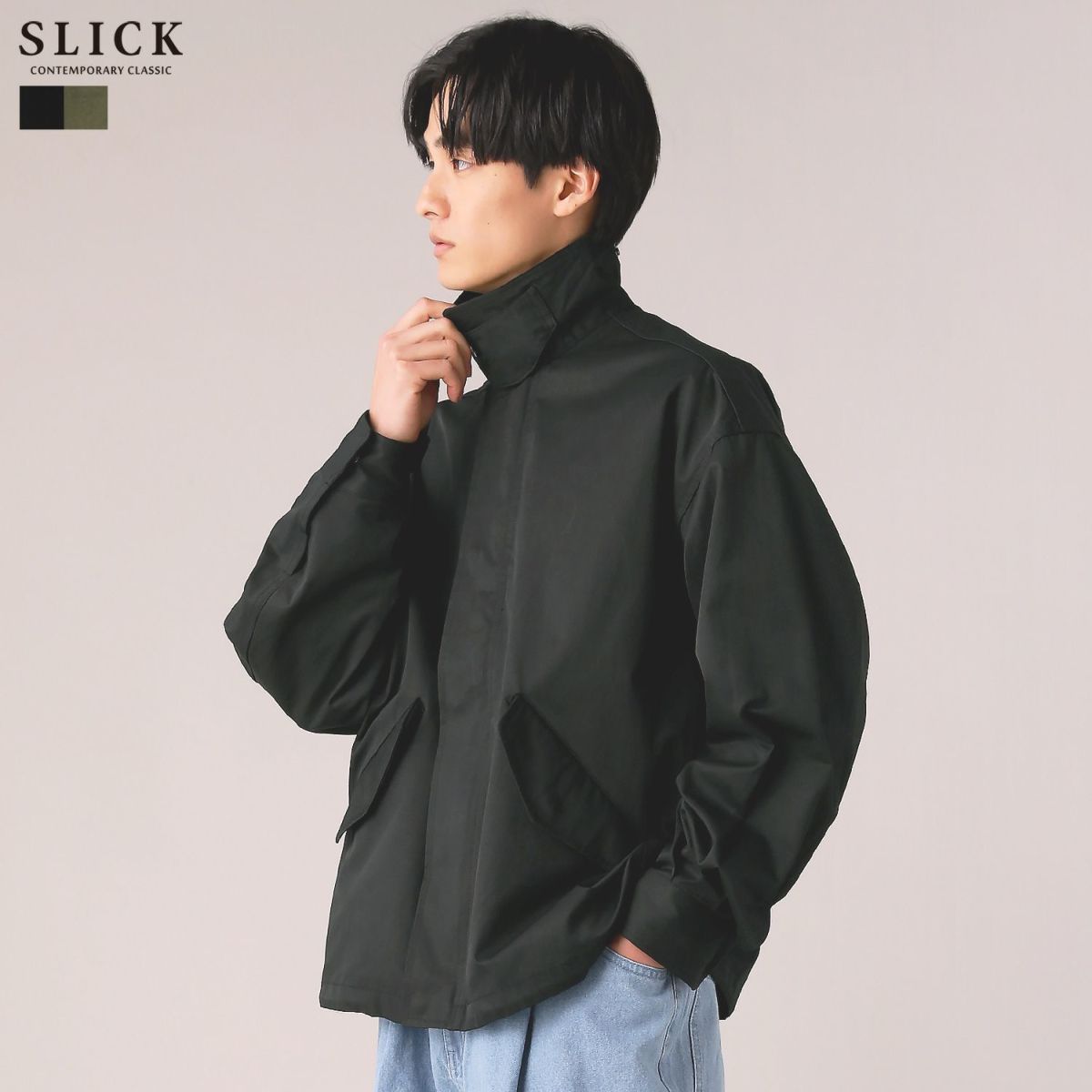 SLICK＞ミリタリーツイルユーティリティショートブルゾン