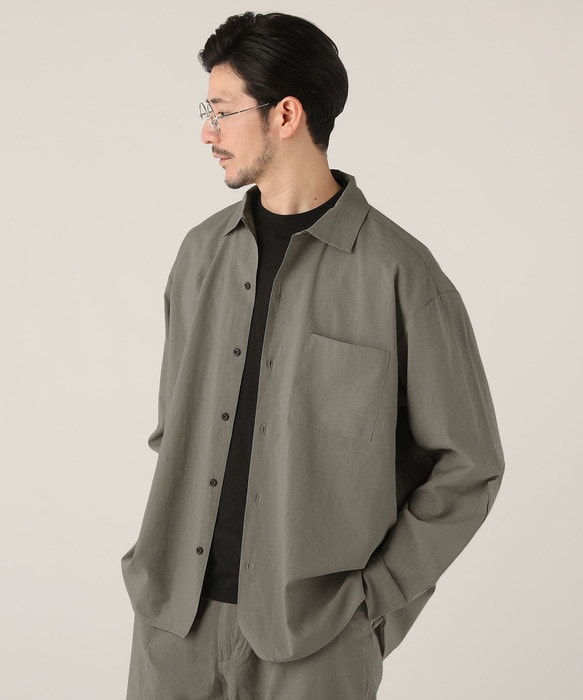 ALLOWED TO UNFOLD＞テックリネンワイドレギュラー長袖シャツ