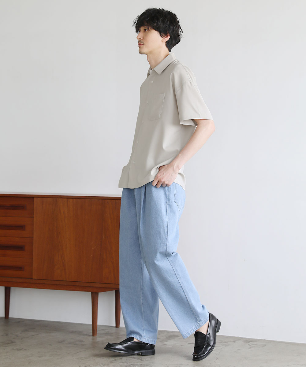 日本製Reflax(R)ウォッシャブルリネンライク接触冷感半袖シャツ