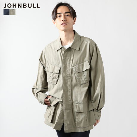 JOHNBULL＞高密度玉虫リップストップシャンブレーファティーグシャツ 