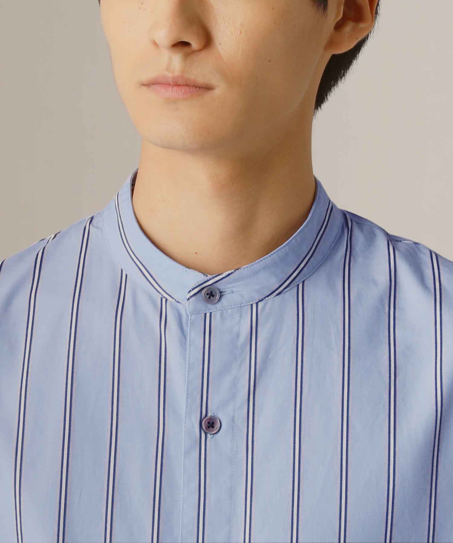極美品　2022 ビアズリー トロミシャツ　ストライプ　バンドカラー　F 000000011701-03-xl.jpg?