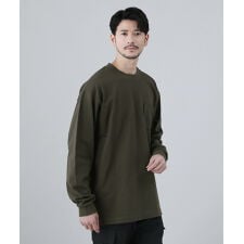 <Upscape Audience>日本製MVS天竺グラスポケ付きC/Nテーパード長袖Tシャツ