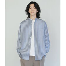 ＜SLICK＞ギザコットンストライプバンドカラードルマンスリーブ長袖シャツ