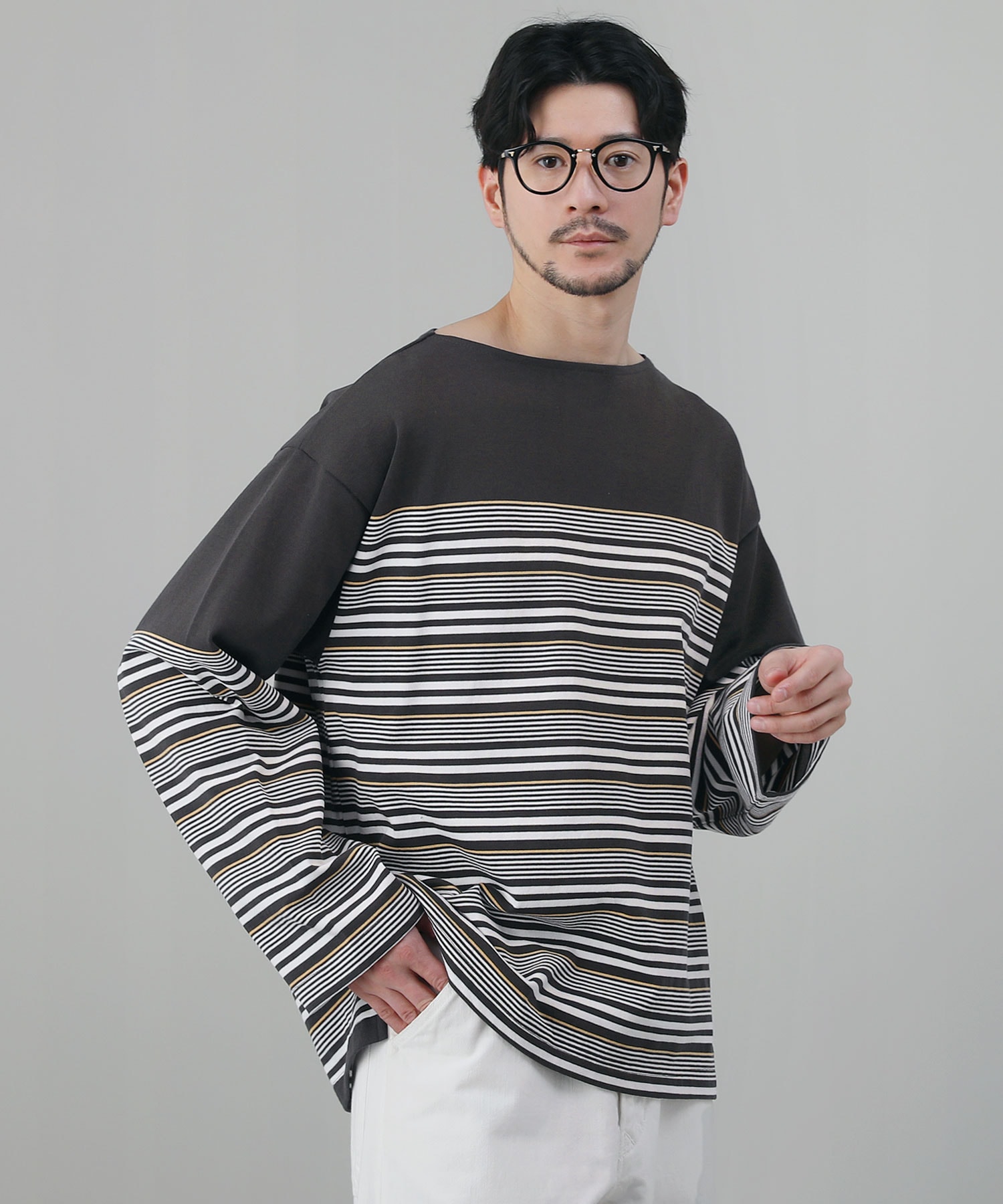 ジャーナルスタンダードラックス　バスクボーダークルーネックチュニック JOURNALSTANDARD LUXEバスクボーダークルーネックチュニック