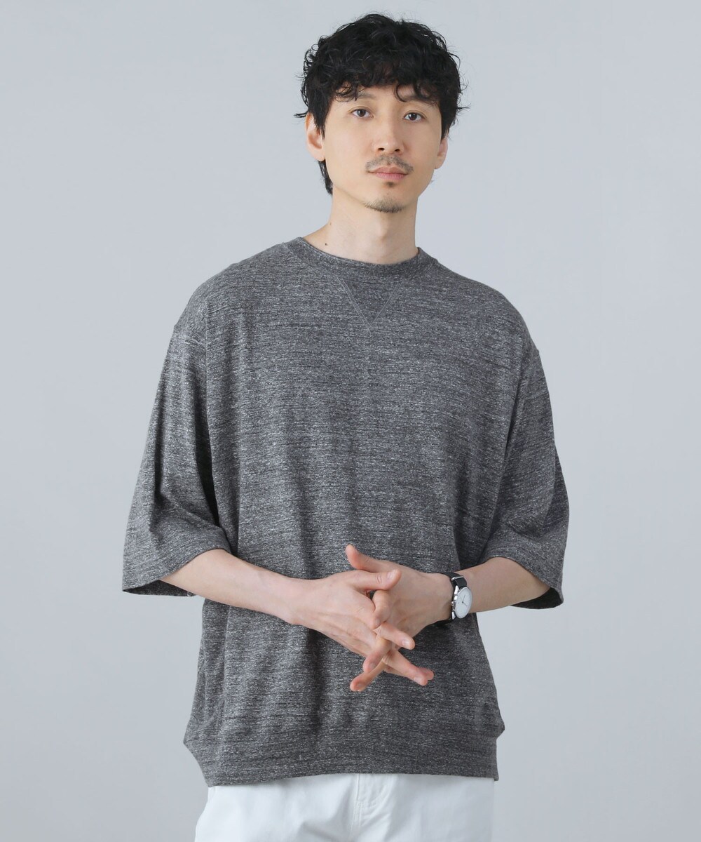 日本製ラフィー天竺（5.5オンス）ガゼットクルーネック ハーフ