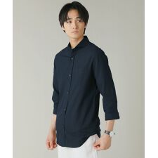 綿麻ホリゾンタルカラー7分袖シャツ