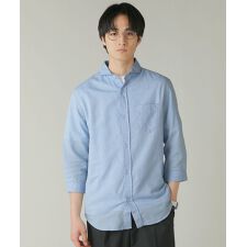 綿麻ホリゾンタルカラー7分袖シャツ