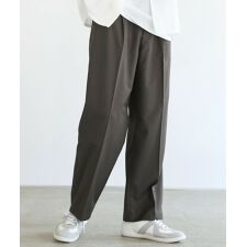 TR/綿麻ライクテックキャンバスリラクシングタックワイドスラックスパンツ
