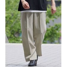 TR/綿麻ライクテックキャンバスリラクシングタックワイドスラックスパンツ