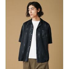 アブストラクトプリントオープンカラー半袖シャツ