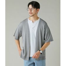 接触冷感ウォッシャブルハイゲージアクリル半袖着流しカーディガン