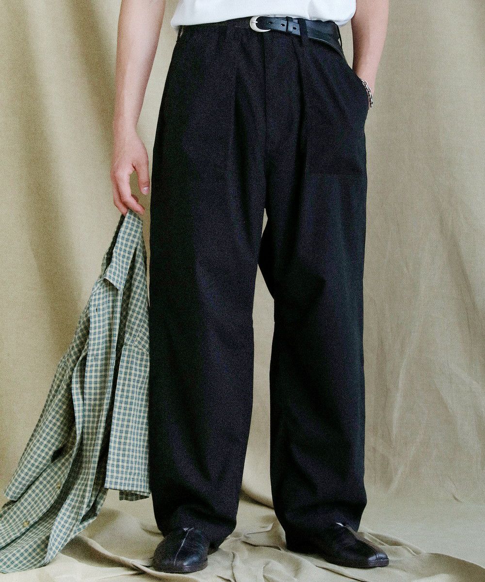 スプートニクス（SPUTNICKS）/綿麻ヴィンテージキャンバス　1タックベイカーカーブドイージーパンツ 綿麻ヴィンテージキャンバス 1タックベイカーカーブドイージーパンツ