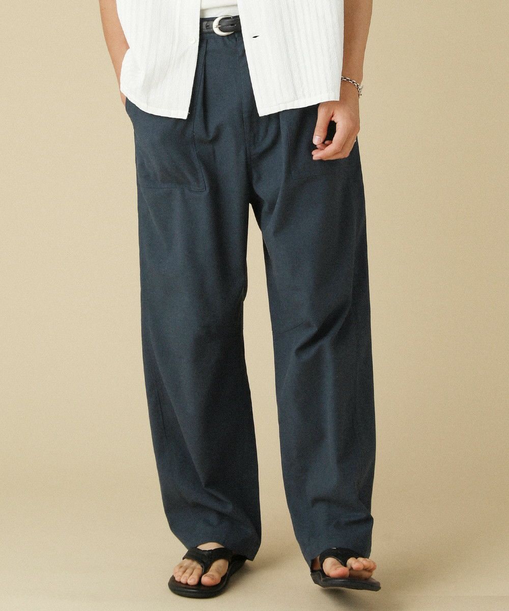 コットンブレンドドットエアサッカーイージーテーパードパンツ