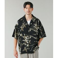 総柄プリントオープンカラー半袖シャツ