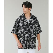 総柄プリントオープンカラー半袖シャツ