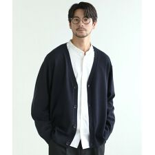 機能性シルク混コンフォートベーシックニットボタンカーディガン長袖