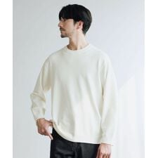 機能性シルク混コンフォートベーシッククルーネックニット長袖