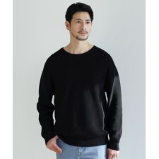 【シルケット加工/マシンウォッシャブル/抗ピリング】コンフォートベーシック畦クルーネックニット