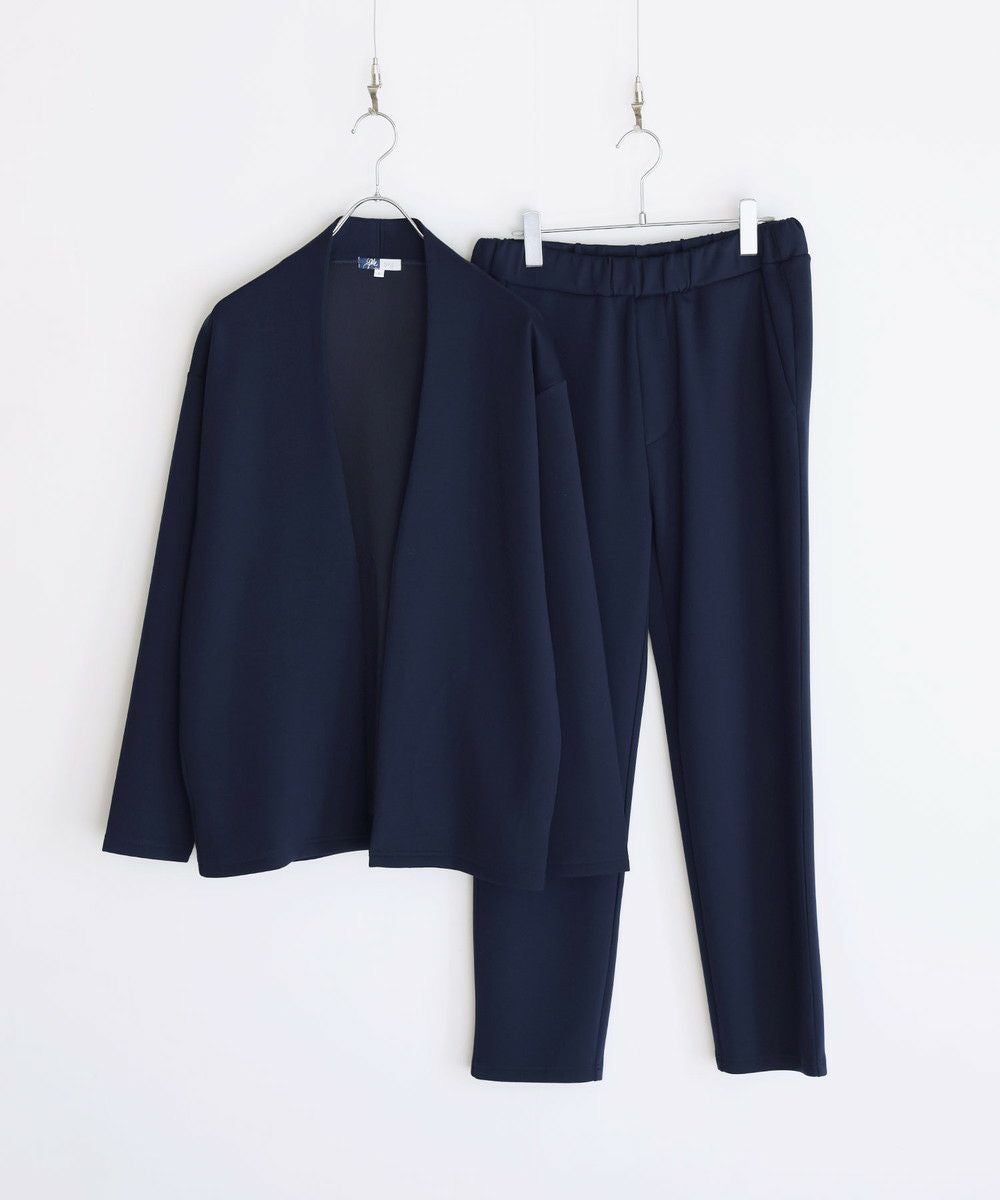  ハイポンチノーカラージャケット＆パンツセットアップ