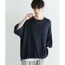 綿麻半袖クルーネックサマーニット