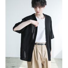 綿麻半袖ニットカーディガン