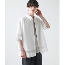 レース切り替え5分袖シャツ