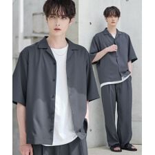 【セットアップ 3点セット】防シワ接触冷感シャツ+タンクトップ+ワイドパンツ