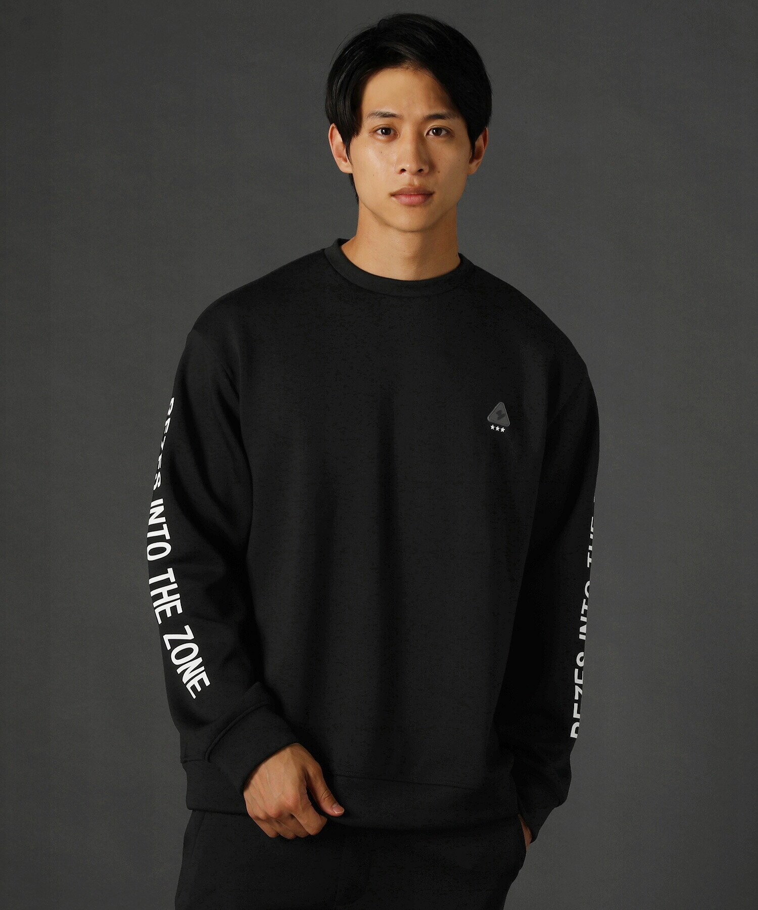 ペイズリー柄バイカラーCVCスムースハイネック長袖カットソー