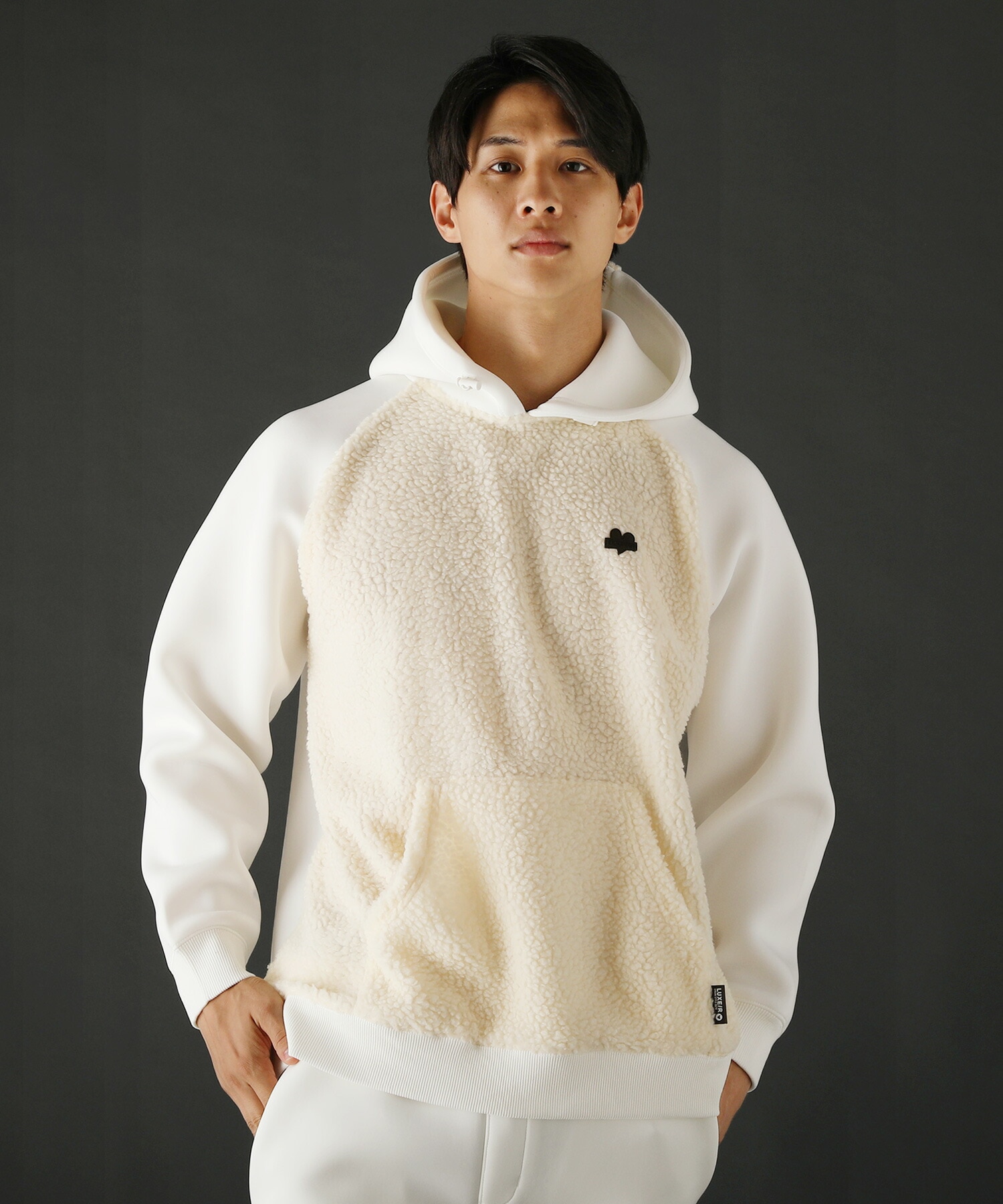 LUXE/R ラグジュ スポンジボンディングシープボアプルパーカー サイズL THE CASUAL｜＜LUXE/R＞スポンジボンディングシープボアプル