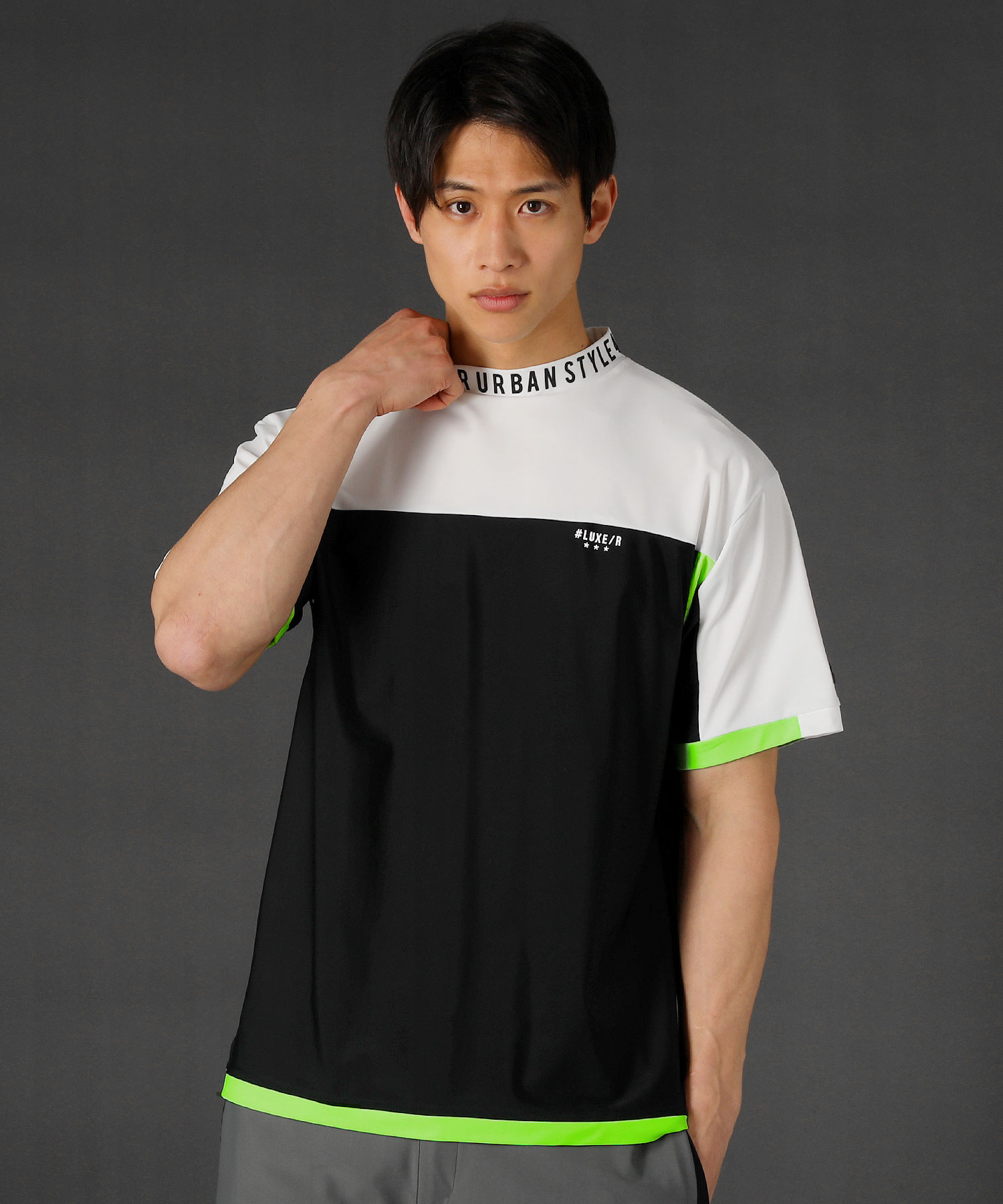 LUXE/R＞スムースストレッチPOINT COLORハイネックカットソー