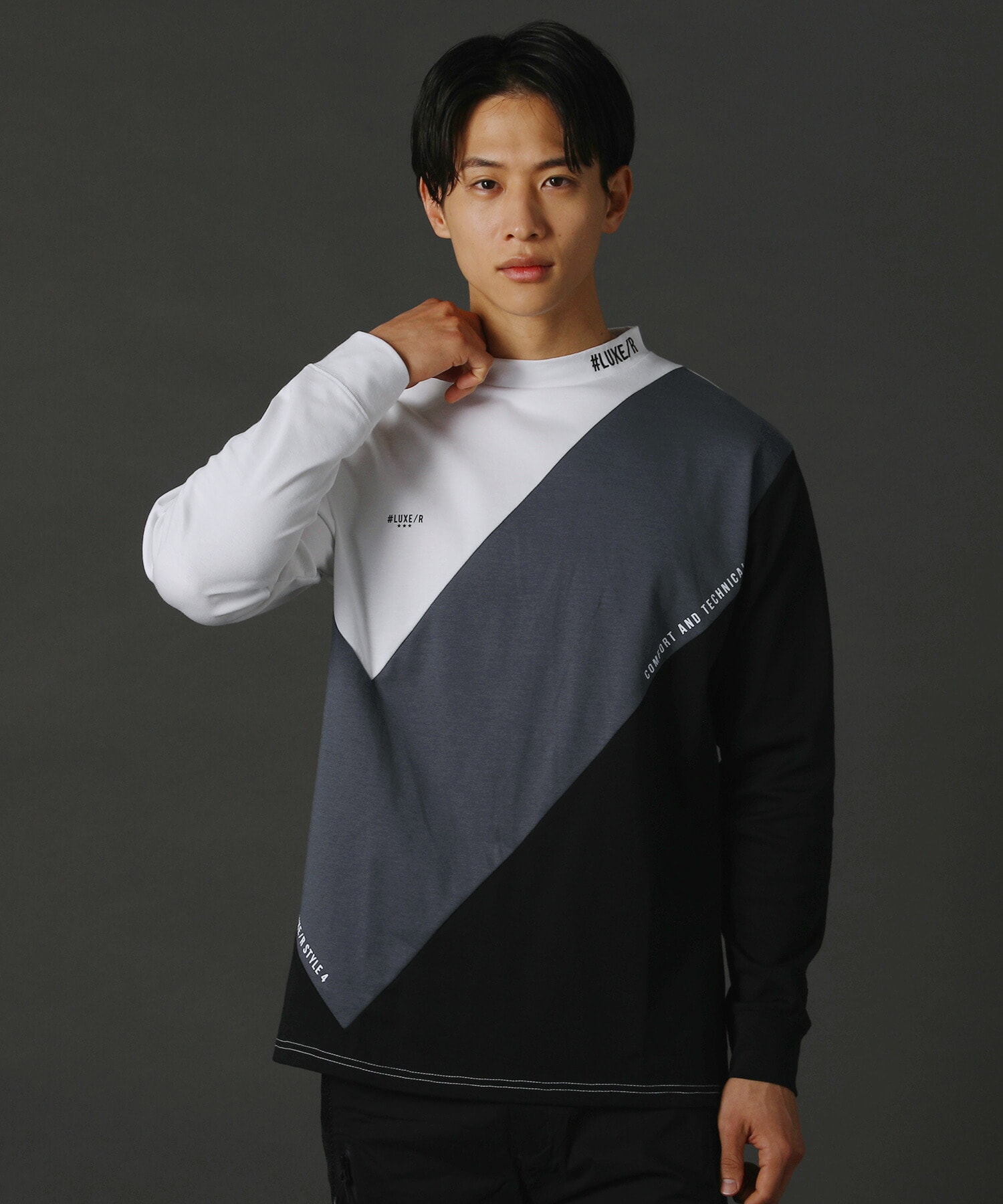 レジェス（REZES）/Diagonal Color Scheme CVCスムース長袖カットソー Diagonal Color Scheme CVCスムース長袖カットソー | レジェス(REZES